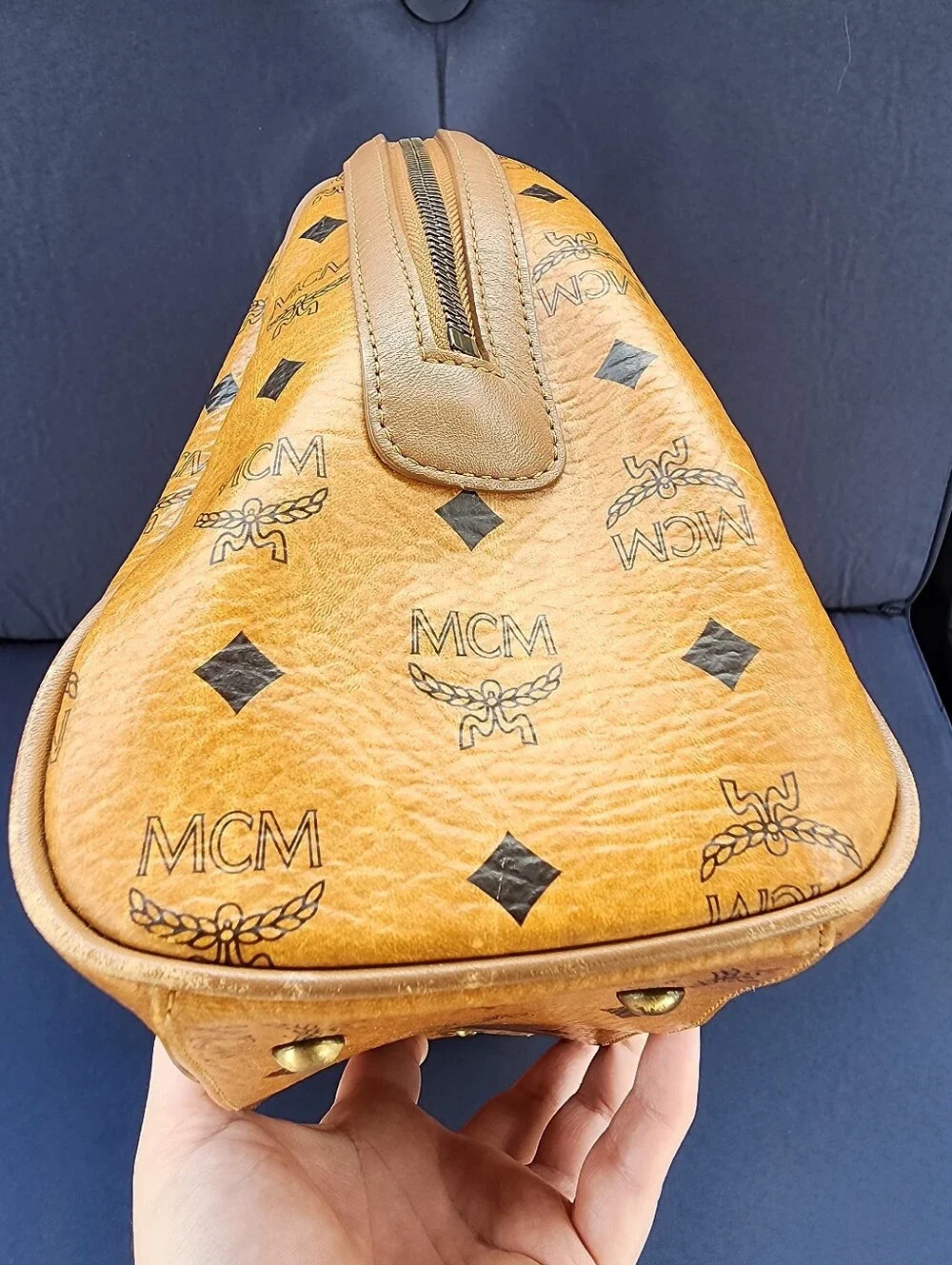 MCM Cognac Visetos Dome Satchel